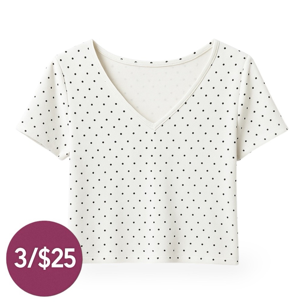 H&M • Polka Dot Cropped Tee • Size L